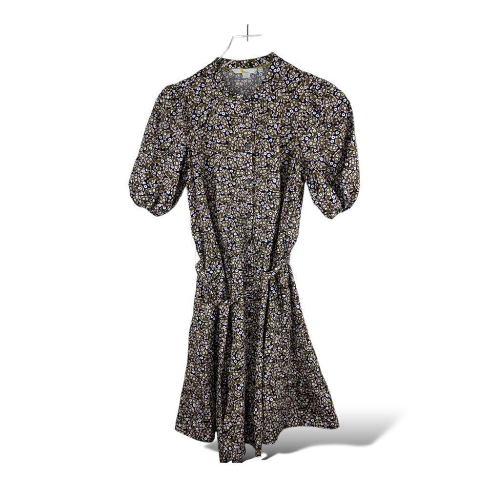 Boden Ditsy Blue Pink Green Paisley Floral Tiered Shirtdress with Puff-sleeves 8
